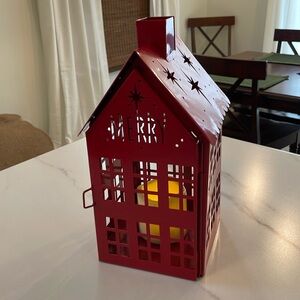 Martha Stewart Metal Christmas LED Star Cutout House Lantern. Approx. 12” X 6”